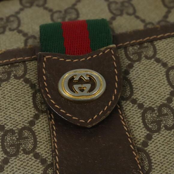 GUCCI GG Supreme Web Sherry Line Bag Pvc Beige Gold 89 02 032 - Picture 14 of 16